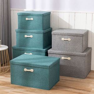 Foldable Linen Fabric Storage Bins Cube 45*35*25cm Storage <b>Box</b> for Clothes - Product Image 6