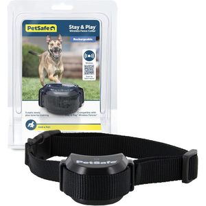 ปลอกคอรั้วไร้สาย PetSafe Stay & Play แบบชาร์จได้ สำหรับสุนัขและแมว สีดำ - Product Image 1