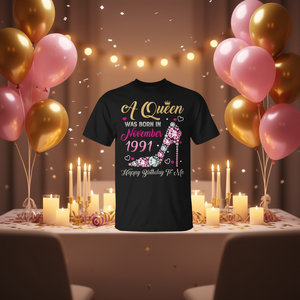 Una reina nació en noviembre de 1991. Camiseta Happy Birthday To Me. - Product Image 3