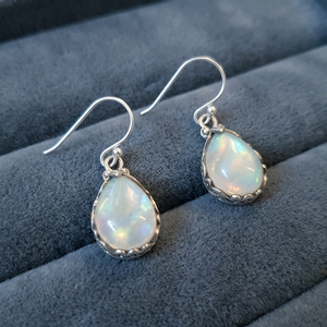 Pendientes de plata de ley 925 con piedra lunar de arcoíris, joyería elegante con piedra lunar Natural - Product Image 3