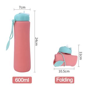 Vente en gros de gobelets pliables en silicone résistants aux hautes températures, bouteille d'eau portable, sport, randonnée en plein air, logo personnalisé - Product Image 6