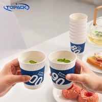 Gobelets à café jetables écologiques personnalisables en carton ondulé isolant avec couvercles et pailles