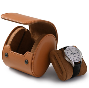 Étui de voyage cylindrique pour montres, boîte de rangement pour montres en cuir PU, support pour montres avec doublure intérieure souple, cadeau pour homme - Product Image 5