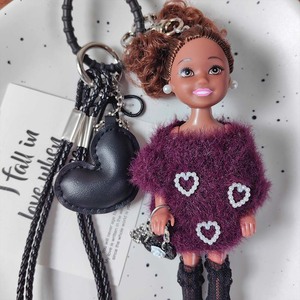 HECION Mini poupée princesse mignonne pour bébé, couleur violet foncé, avec pull, tenue du jour, porte-clés personnalisé DIY - Product Image 1