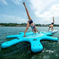 Plateforme de yoga flottante gonflable de couleur bleue, plateforme de yoga gonflable personnalisée pour ISUP