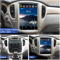 Lelv Android 14 Autoradio Multimédia Écran Tesla Lecteur DVD GPS pour Toyota Highlander 2001-2007 Écran Tesla