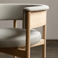 Chaise de salle à manger rembourrée en tissu moderne Chaise de restaurant en bois à bras rond pour salle à manger