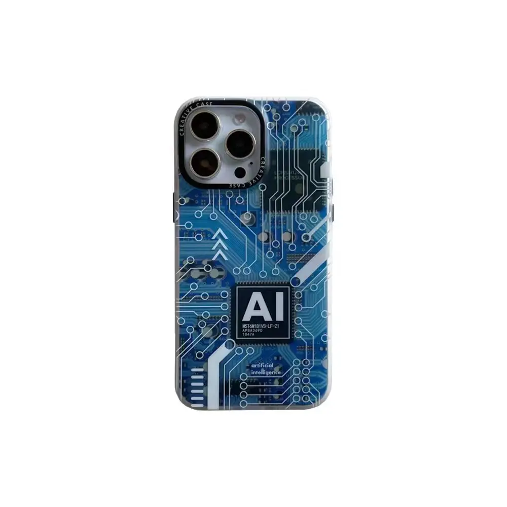 Cool circuit board pattern Double sided IMD mobile phone case for iPhone 14Promax 14pro 13 11 12pro Tech male mobile phone cover