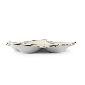 Nuovo Prodotto: Piatto Decorativo in Ceramica a Forma di Foglia, Lussuoso Portadolci Placcato Oro, Piatto Divisorio per Frutta - Product Image 6