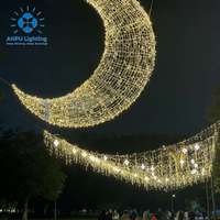 Guirnalda de Luces LED Gigante Anpu con Forma de Luna Creciente y Estrellas, Decoración Impermeable para Exteriores, Festivales y Eventos