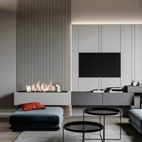 Cloison de séparation moderne en WPC, plafond à plis carrés, placage bois, plaque diamantée UV, impression 3D, mur de parapet