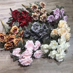 Ramos de <span class=keywords><strong>flores</strong></span> artificiales de seda blanca para boda, 9 cabezas, rosas, precio mayorista de fábrica, para decoración del hogar - Product Image 2