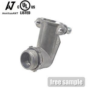 Connecteur à compression à 90 degrés 3/4'' en zinc moulé sous pression, raccord de conduit de type collier pour épissure de câble BX MC AC - Product Image 1