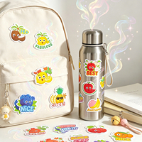 Autocollants Holographiques Découpés sur Mesure OEM, Étiquettes Parfumées Imperméables aux Senteurs de Fruits Assorties, Artisanat Motivationnel pour Enfants
