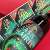 Étiquettes adhésives en vinyle imprimées avec logo personnalisé de qualité supérieure pour l'emballage de vin, de vodka et de whisky