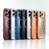 Nouvelle coque PC magnétique en métal coloré avec grande fenêtre plaquée pour iPhone 18 Pro Max Air 17 16 15 14 13 12 11 Pro Max