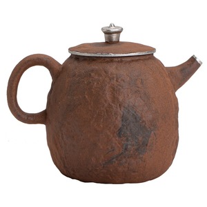 Old Rock Mud Stubborn <strong>Stone</strong> <strong>Pot</strong> Ceramic Handmade Gilt Silver Stoneware Small Teapot - Product Image 5