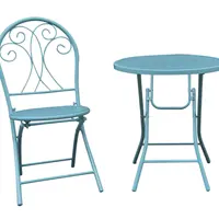 גן פאטיו ביסטרו סט חיצוני ריהוט חצר שולחן 2 כיסאות מתקפל רשת גן קפה סט