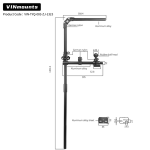 VINmounts Livescope Fish Finder Transducer Mount for Garmin/Lowrance, Compatible with RAM Mounts C Size/1.5'' Double Socket Arm - Product Image 2