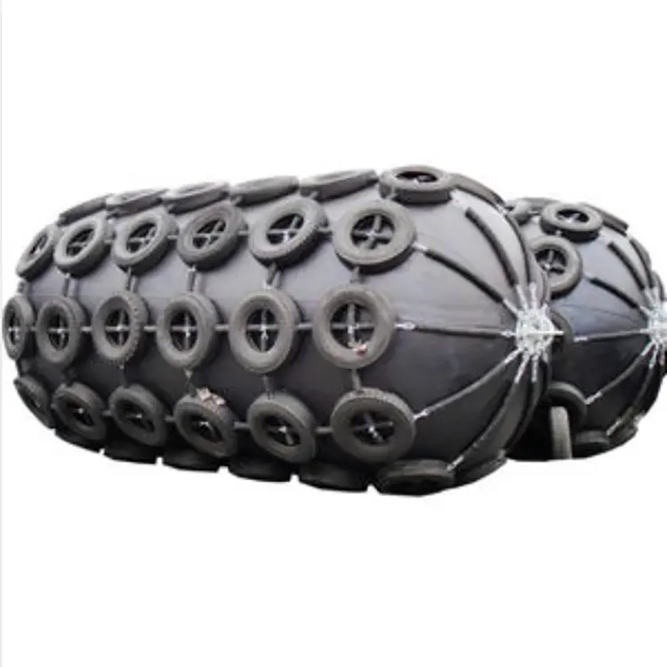 OCEAN Shield Yokohama Mold Type Floating Pneumatic Rubber Fender With Chain and Tyres Net