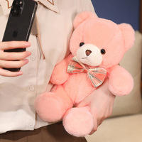 Peluche personnalisée de 30 cm de hauteur, adorable ours en peluche en tissu à carreaux avec nœud papillon, cadeau d'anniversaire pour enfants