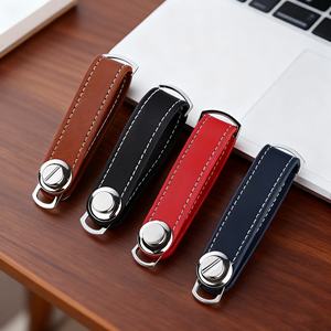 Porte-clés extensible en cuir véritable de qualité supérieure, pochette organisatrice de clés pour cadeau d'affaires - Product Image 4