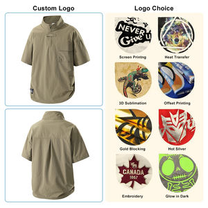 Custom logo Wholesale Polyester / Nylon Hawaiian <b>Shirt</b> for Men Casual Beach <b>Summer</b> <b>Shirt</b> Printed Men's Short-sleeved <b>Shirt</b> - Product Image 4