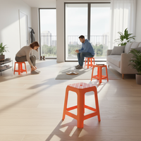 Chaise carrée en plastique polyvalente pour salle à manger, salle de classe et salle de conférence, légère et facile à nettoyer