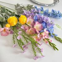 Nieuw design luxe blauwe serie handgemaakte zijden kunstbloemen DIY bloemstukken Halloween decoratie bruidsboeket