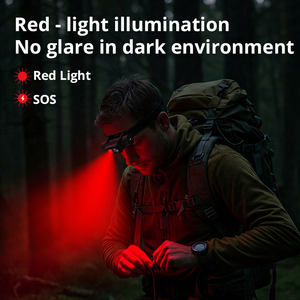 Tank007 H21 Ngoài Trời Di Động Kép Ánh Sáng Đầu Ánh Sáng Từ Có Thể Sạc Lại Công Suất Cao Đèn Đầu Màu Xanh Lá Cây Màu Đỏ Ánh Sáng Ấm Áp <span class=keywords><strong>LED</strong></span> Cho Đi Bộ Đường Dài - Product Image 3