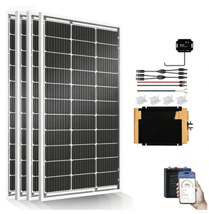 Système d'énergie <span class=keywords><strong>solaire</strong></span> 1,6 kWh, <span class=keywords><strong>kit</strong></span> complet de panneaux solaires monocristallins 400 W 12 V pour <span class=keywords><strong>camping</strong></span>-<span class=keywords><strong>car</strong></span>, 4 panneaux solaires de 100 W + contrôleur MPPT 40 A - Product Image 1