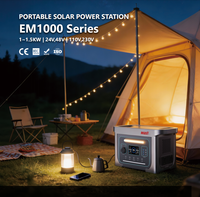 EM1000 1-1.5kW 24V48V 110V 230V Stasiun Daya Portabel dengan Gelombang Sinus Murni Lithium Ion MPPT Adaptor AC Mobil & Tenaga Surya