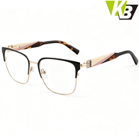 Monture de lunettes optiques carrées pour femmes, en métal et acétate, à monture complète, lunettes de prescription tendance
