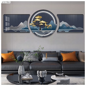 Oeuvre d'art peinture salon décoration murale toile grande taille ensemble diamants cristal porcelaine peinture autre métal art mural - Product Image 5