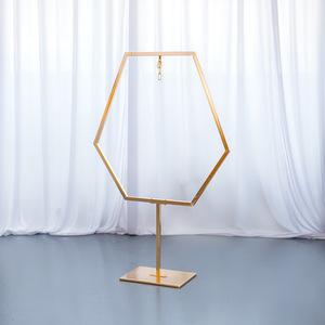 <span class=keywords><strong>Candelabro</strong></span> Esagonale in Ferro Dorato Fatto a Mano, Centrotavola Alto per Matrimoni con <span class=keywords><strong>Lampadario</strong></span> in Cristallo - Product Image 4
