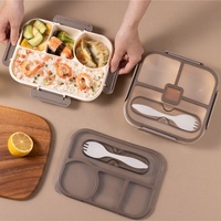Boîtes à bento réutilisables 1100 ml sans bpa avec cuillère et fourchette pour adultes enfants boîte alimentaire étanche boîte à lunch avec compartiments