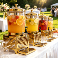 Distributeur de jus en acier inoxydable doré pour buffet, fête, mariage, hôtel, décoration et fournitures