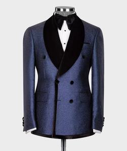 Ensemble de blazer slim fit en <span class=keywords><strong>velours</strong></span> <span class=keywords><strong>marron</strong></span> à double boutonnage pour hommes, mariage et affaires, vente en gros en usine de costumes de bureau - Product Image 3