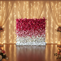 Mur de fleurs artificielles rose dégradé pour la décoration de mariage et d'hôtel, panneaux modulaires de fleurs artificielles