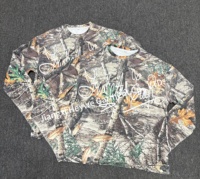 Custom Echte Boom Print Jacht Kleding Wandelen Camping Lange Mouwen T Shirts Grafische Lange Mouw Camoflouge Wafel Crew T-Shirt