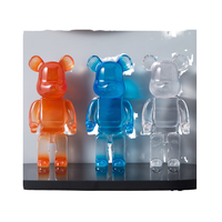 Figurine d'ours en résine, sculpture translucide peinte à la main, jouet artistique tendance, statue de collection, cadeau pour la maison ou le bureau