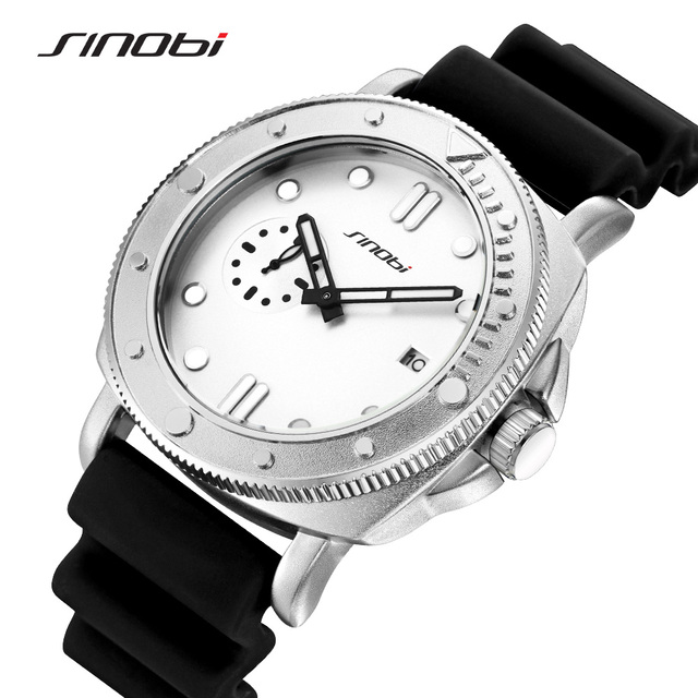 SINOBI Sports Silicone Strap Mens Wristwatches Wholesale Price Chronograph with Luminous Hands Welcome Dropshipping