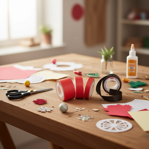 Il nastro decorativo 2,5 cm x 3,5 m rosso nero per lavori artigianali - Product Image 3