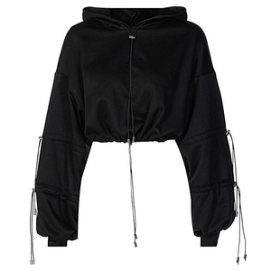OEM/ODM Women Oversized Crop Top <strong>Hoodies</strong> Sweatshirts Black Street Wear Crop Custom Logo Women's <strong>Hoodies</strong> for <strong>Gir</strong> - Product Image 6