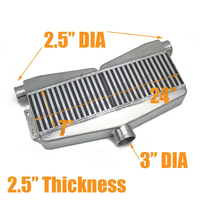 อินเตอร์คูลเลอร์แบบ Twin Turbo Bar & Plate ขนาด 3.5 นิ้ว แบบ 2-in-1-out พร้อมช่องลมเข้าคู่ขนาด 2.5 นิ้ว สำหรับรถยนต์มัสแตง รุ่นขัดเงา