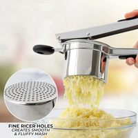 Aardappelstamper van roestvrij staal met 4 schijven |   Robuuste pureepers met meerdere texturen |   Keukenaccessoires RVS Keuken