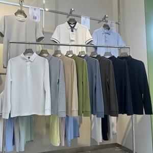Premium Autumn/Winter <strong>Long</strong> <strong>Sleeve</strong> Polo Shirt Men Cotton Poly Spandex Solid Color <strong>Golf</strong> <strong>Top</strong> with Botton - Product Image 2