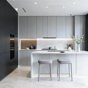 Cucina Moderna su Misura Bianca con Isola, Design Compatto, Mobili Modulari con Lavello e Base, Cerniere Pronte <span class=keywords><strong>per</strong></span> il Montaggio - Product Image 3