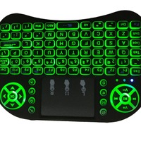 Mini teclado inalámbrico Rii I8 de 2,4G con panel táctil retroiluminado, ratón Air Fly Inglés y Control remoto para Android TV BOX Mini PC