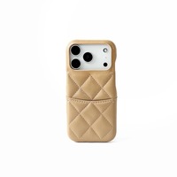 Coque de téléphone portable pour 17 Pro Max 16/15 Pro, design diamant, porte-cartes, protection de l'appareil photo, résistante aux chutes, couleur unie